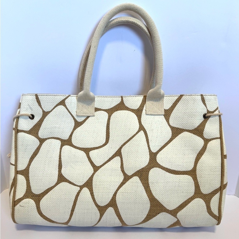 Nordstrom giraffe-print burlap tote NWT